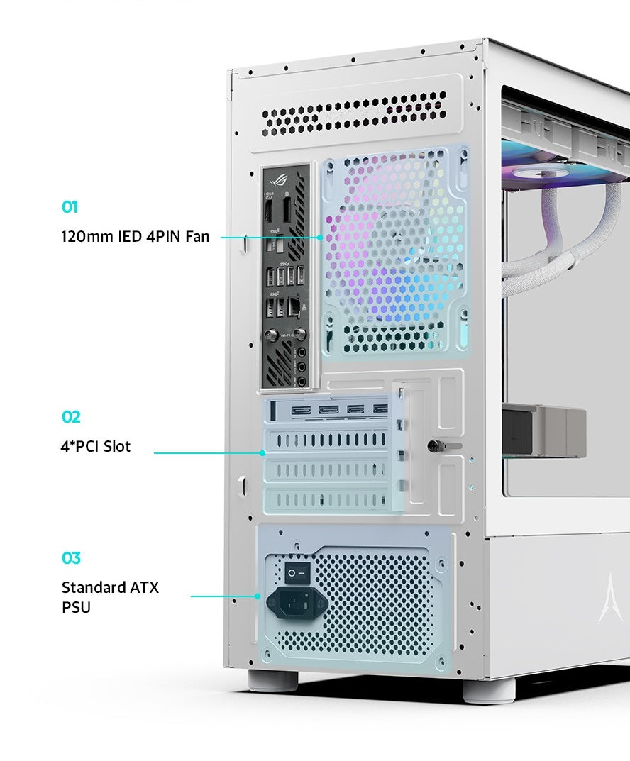 PC gamer case - U20M WHITE - Tempered glass - RGB