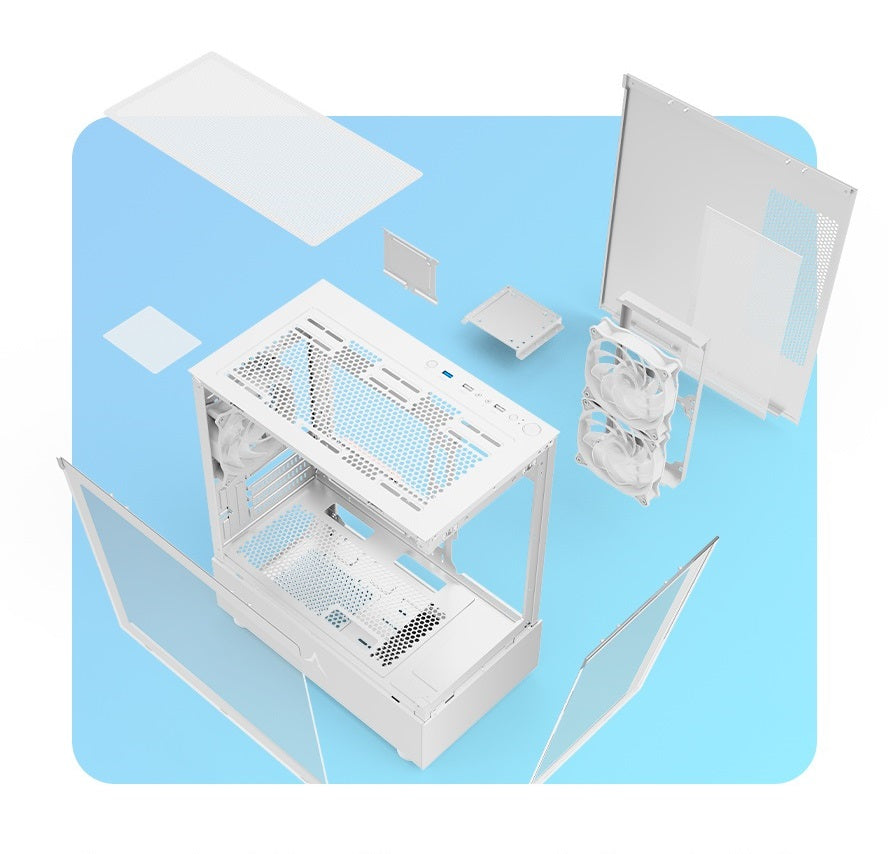 PC gamer case - U20M WHITE - Tempered glass - RGB