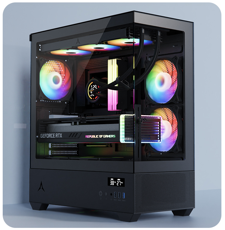 PC gamer case - U30P  RGB BLACK - Tempered glass