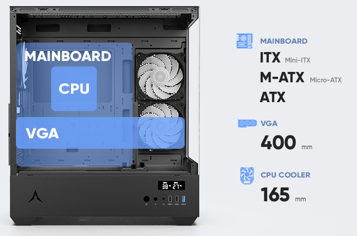 PC gamer case - U30P  RGB BLACK - Tempered glass