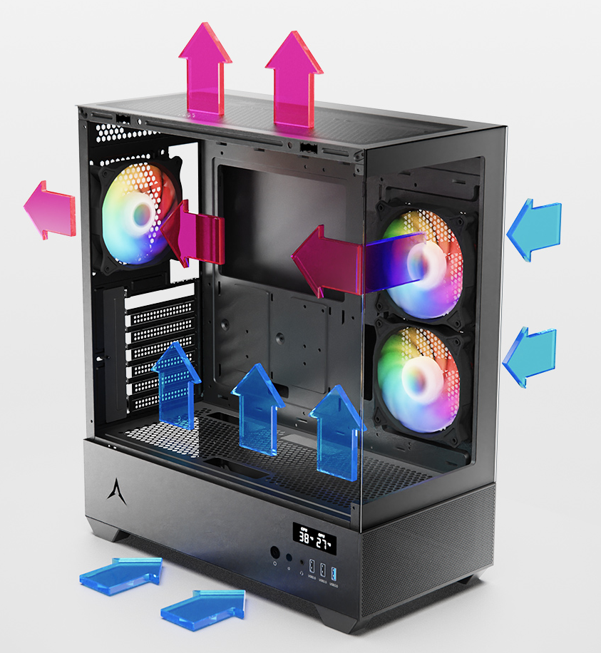 PC gamer case - U30P  RGB BLACK - Tempered glass