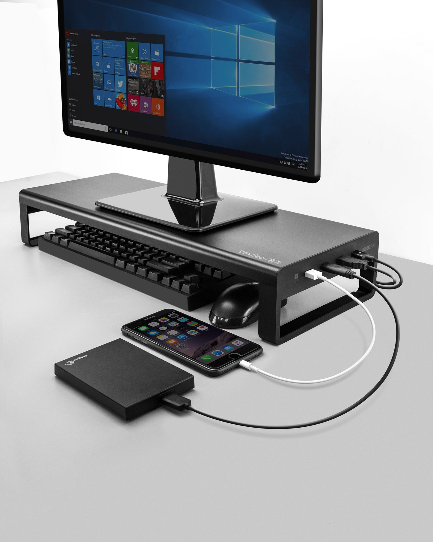 Multifunctional monitor stand with USB hub for laptop and computer SP-VAYDEER-UHR