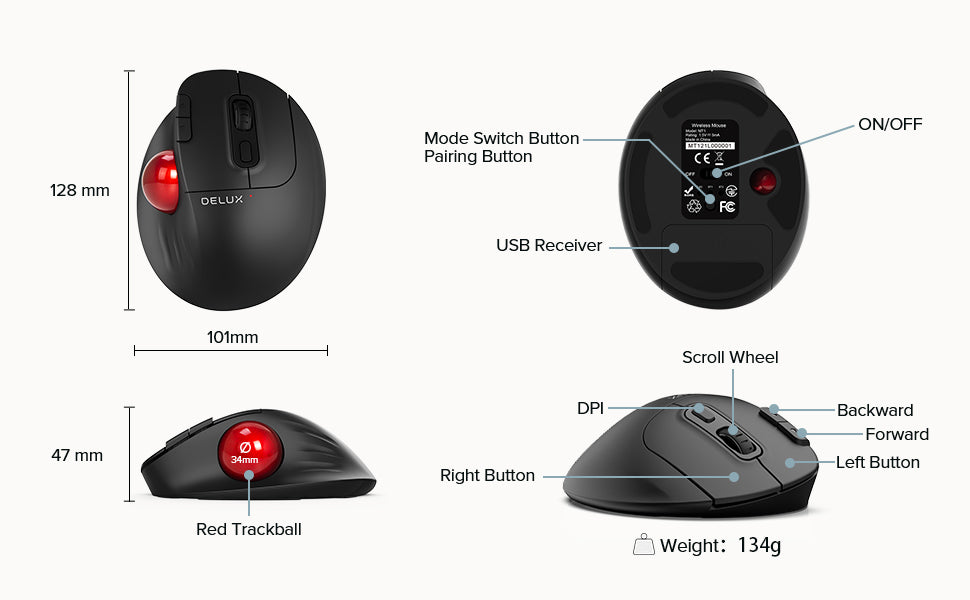 Ergonomic mouse - Bluetooth - SP-DLMT1DB-2.4GBT